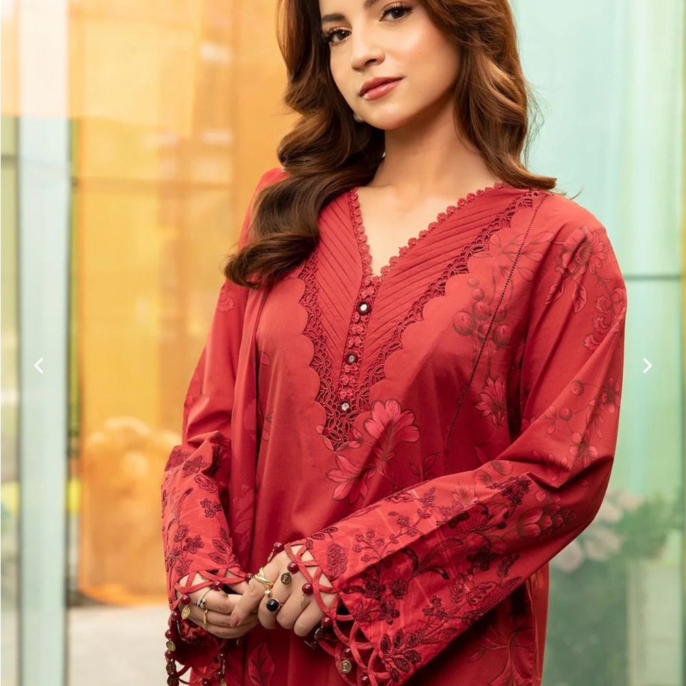 Elegant Red Embroidered Women's Top